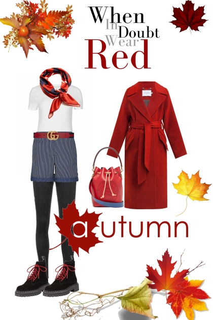 Herbstlichen Rot- combinação de moda