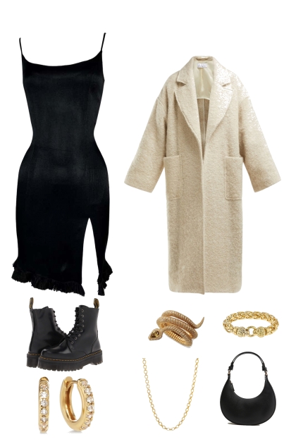 black silk dress- Modekombination