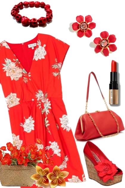 Red Flower- Combinazione di moda