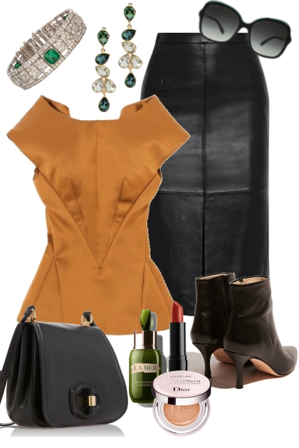Black Leather Skirt- Fashion set