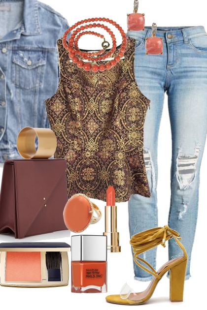 Jeans and Coral- Combinazione di moda