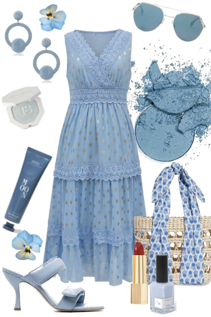 Blue Dress 2- combinação de moda