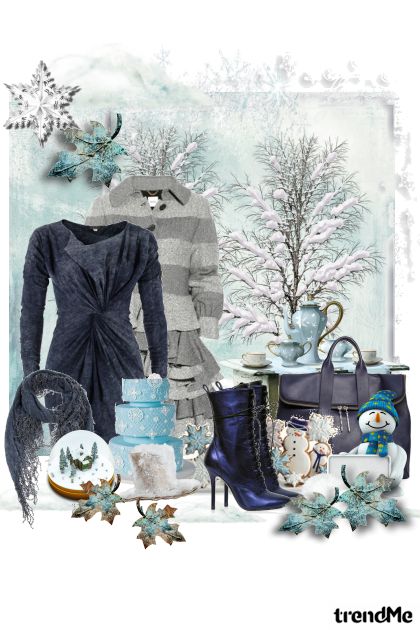 Blue winter- Combinazione di moda