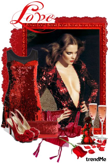 Red dress chocolate=Valentine's- Combinazione di moda
