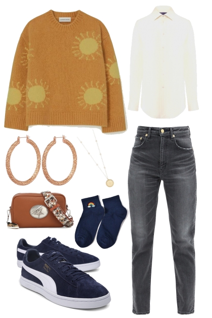 orange sweater - Combinazione di moda