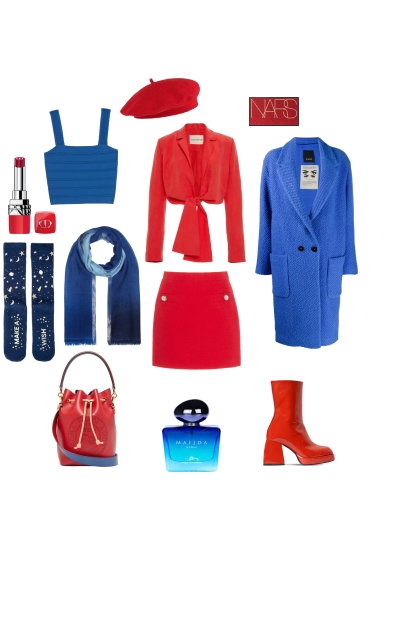 red & blue- Modekombination