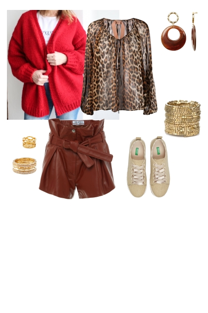 Красный с леопардом- Combinaciónde moda