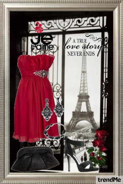 Lady in Red - Night in Paris- Modna kombinacija
