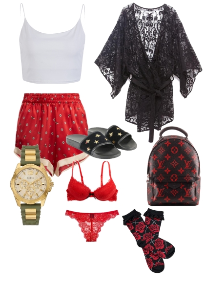 red sleep wear- combinação de moda