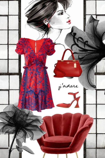 Red woman- Combinazione di moda