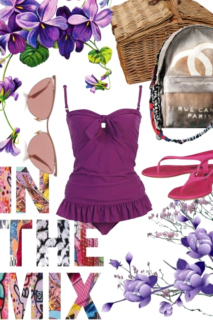 purple beach- Fashion set