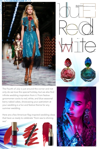 Blue, red, and white- combinação de moda