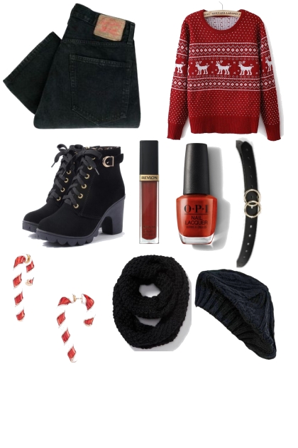 Red and Black Christmas- combinação de moda