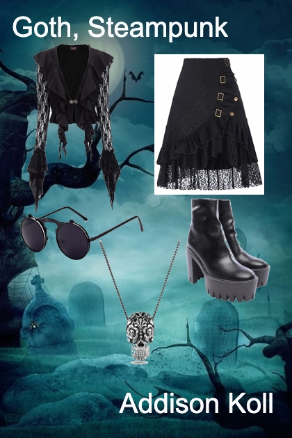 Goth, Steampunk- combinação de moda