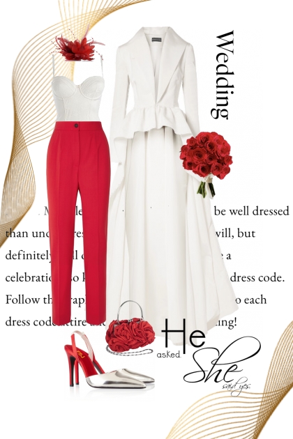 Wedding set red and white- combinação de moda