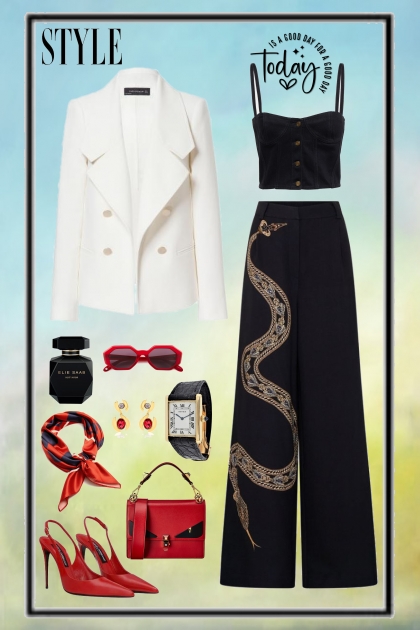 Black, red and white