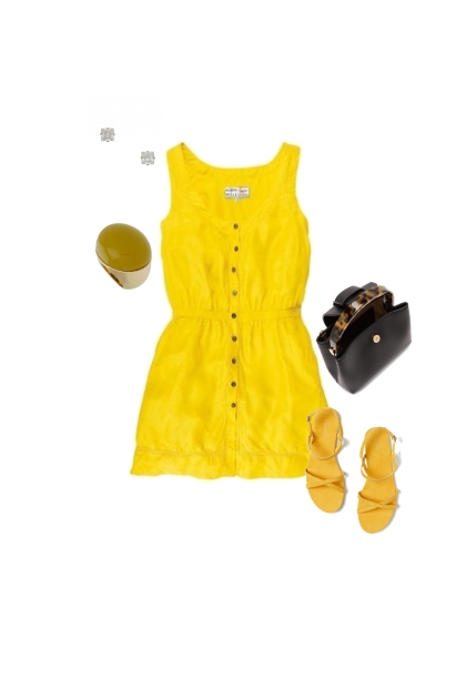 Casual3-Monocromática-Vestido amarillo.- Modna kombinacija