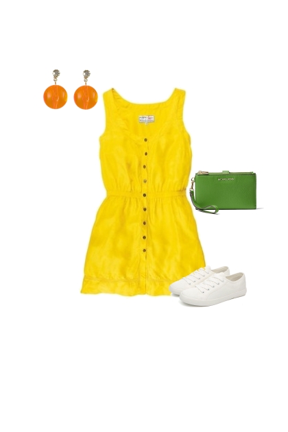 Casual2-Análoga-Vestido amarillo.- Modekombination