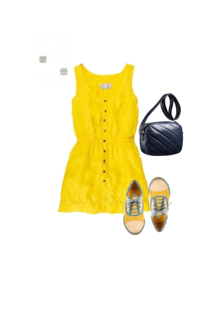 Casual3-Complementaria-Vestido amarillo.- Modna kombinacija