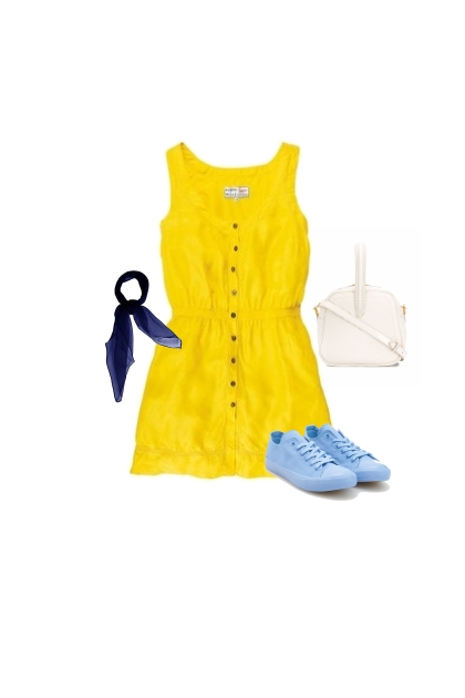 Casual4-Complementario-Vestido amarillo.- Modna kombinacija