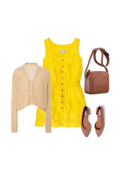 Casual-Tríada-Vestido amarillo.- Modna kombinacija