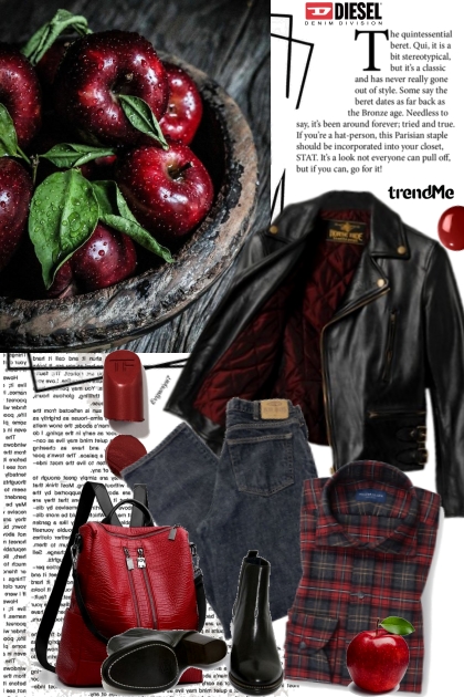 Leather jacket and apples
