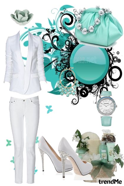 white with pepermint details- Fashion set