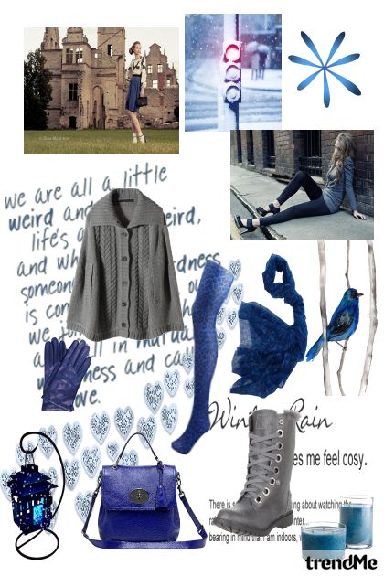 Blue and gray- combinação de moda