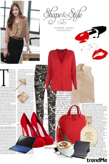 Red for work day- Combinazione di moda