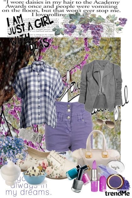 Lilac, blue and gray paradise- combinação de moda