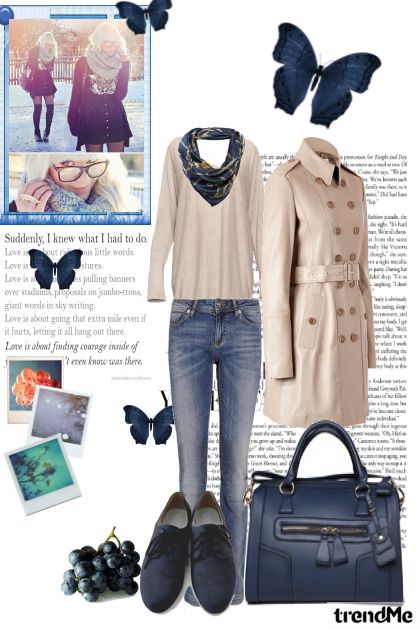 Beige and blue are in love.- Fashion set