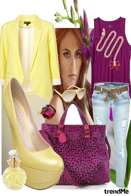 Casual yellow and purple- Модное сочетание