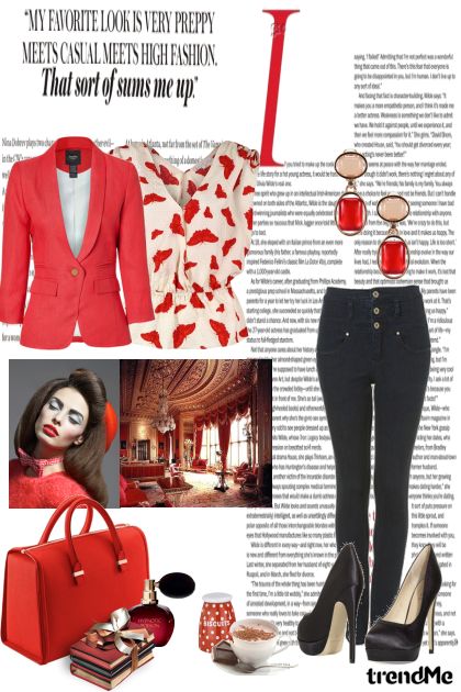 Red details for work day- Combinaciónde moda