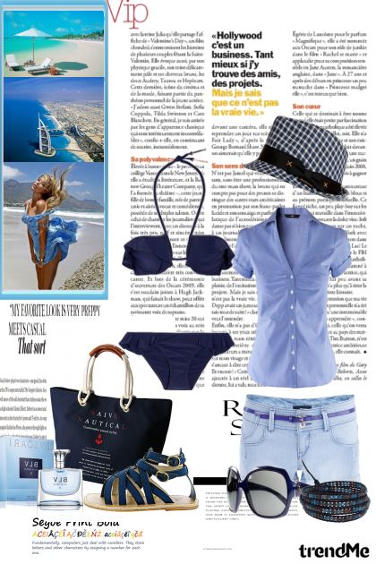 Blue for all day at beach- Combinazione di moda