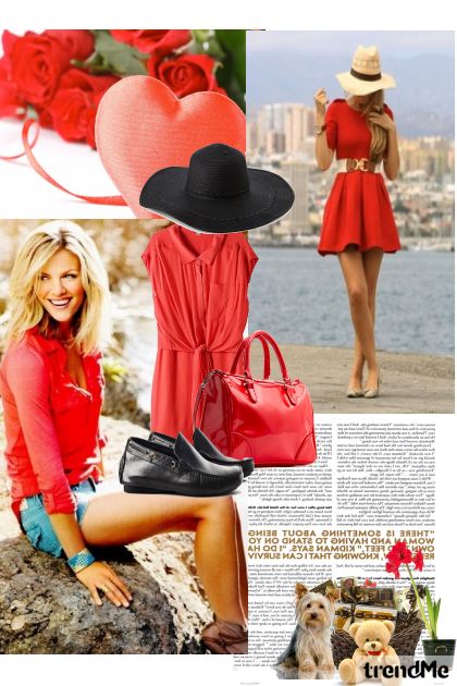 Red and casual- Combinazione di moda