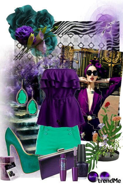 Dark purple and green- Fashion set