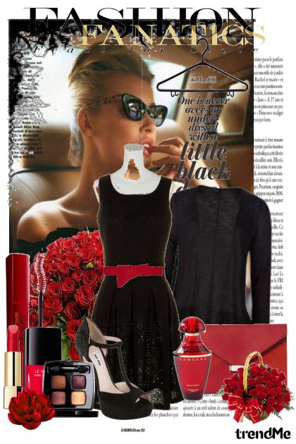 Little black dress and red details- Combinaciónde moda