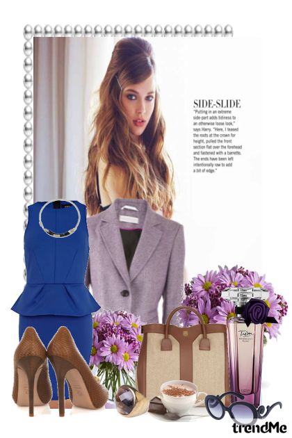 Purple and blue for work- Combinaciónde moda