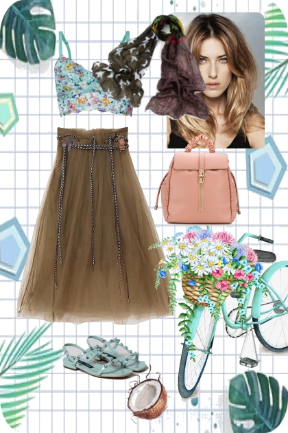 Brown tulle skirt- Modekombination
