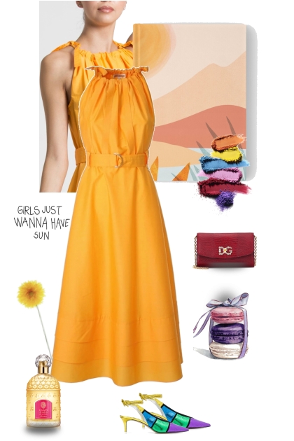 Orange dress- Модное сочетание
