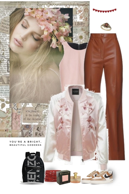 Pink bomber jacket- combinação de moda