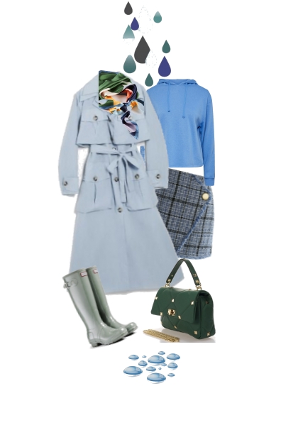 Blue trench coat- Fashion set