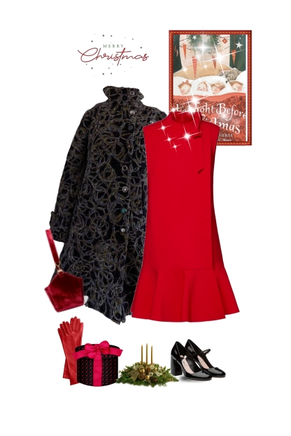 Red dress for Christmas time- Combinaciónde moda