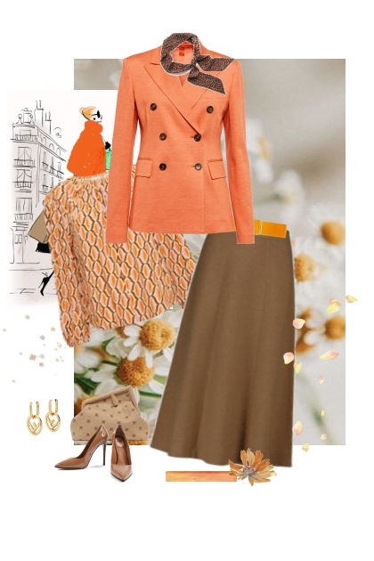 Orange blazer- combinação de moda