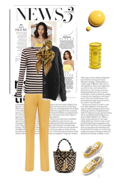Yellow and stripes- combinação de moda