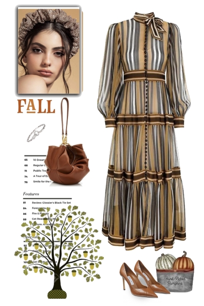 Stripes for a fall dress- Fashion set