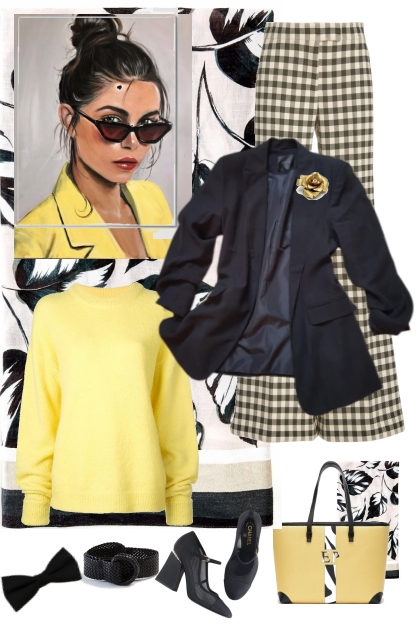 Yellow and black style- combinação de moda