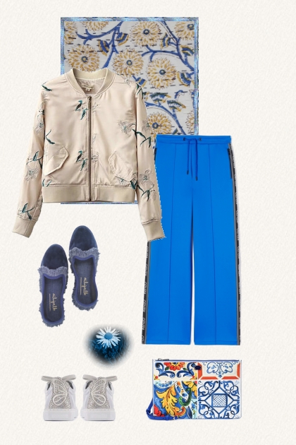 Embroidered bomber jacket- combinação de moda