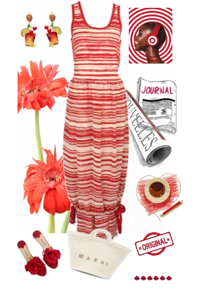 Red Stripes dress- 搭配