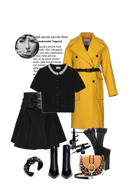 Inverno in giallo nero- Combinaciónde moda